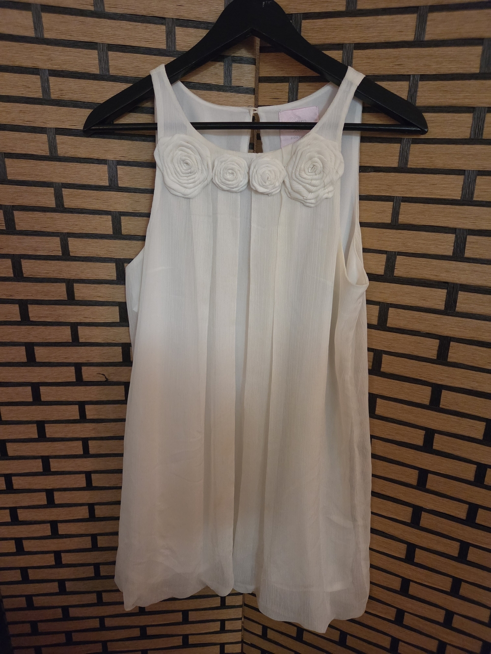 Romeo & Juliet Couture Cream Rose-Trim Mini Dress